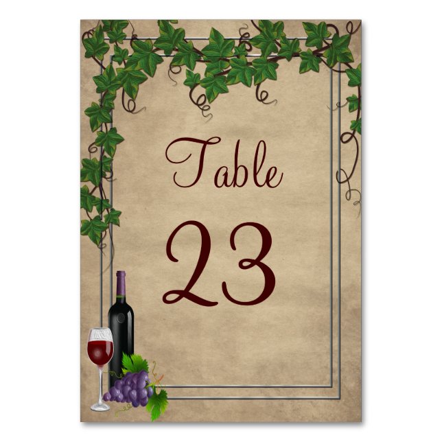 Numéro De Table Vins De Vin Rustique Réception De Mariage De Vin (Par défaut)