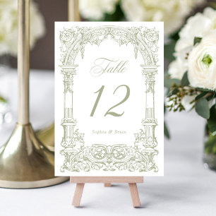 Numéro De Table Vintage Arch Vines Cadre Sage Green Mariage