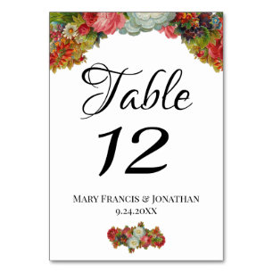 Numéro De Table Vintage Automne Floral Boho Chic Mariage