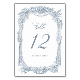 Numéro De Table Vintage cadre floral élégant Dusty Blue Mariage