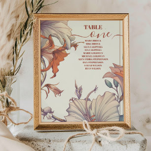 Numéro De Table Vintage Floral Art Nouveau Mariage