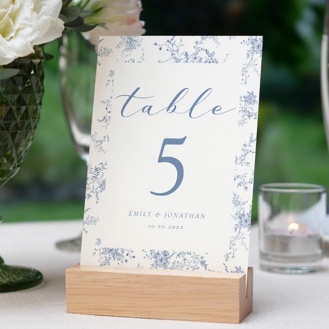 Numéro De Table Vintage Floral Mariage bleu (Créateur téléchargé)