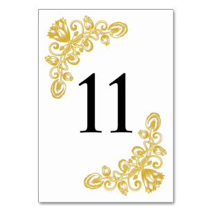 Numéro De Table Vintage Gold Table 11