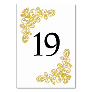 Numéro De Table Vintage Gold Table 19