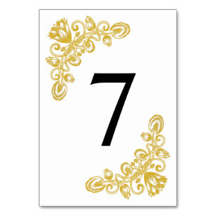Numéro De Table Vintage Gold Table 7