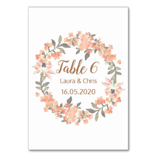 Numéro De Table Vintage Mariage floral Apricot
