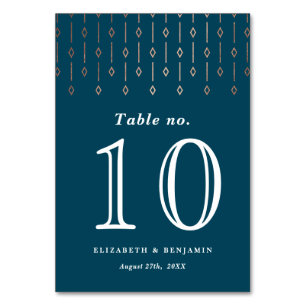 Numéro De Table Vintage moderne Turquoise foncé Rose or Mariage