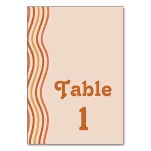 Numéro De Table Vintage orange jaune rétro les années 70 Mariage S