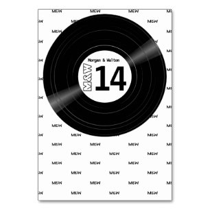 Numéro De Table Vinyl Record Monogramme Motif Blanc