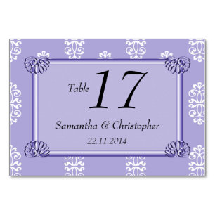 Numéro De Table Violet bleu rose Mariage damassé