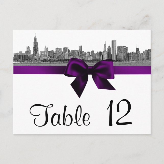 Numéro de table violet BW Etched de Chicago (Devant)
