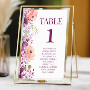 Numéro De Table Violet de automne Magenta violet fleurs Mariage