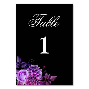 Numéro de table violet. Mariage noir. gothique flo