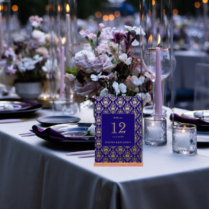 Numéro De Table Violet moderne violet Motif or Mariage