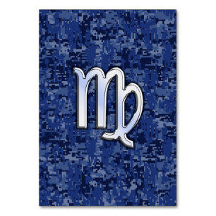 Numéro De Table Virgo Zodiac Connexion Navy Camo numérique bleu