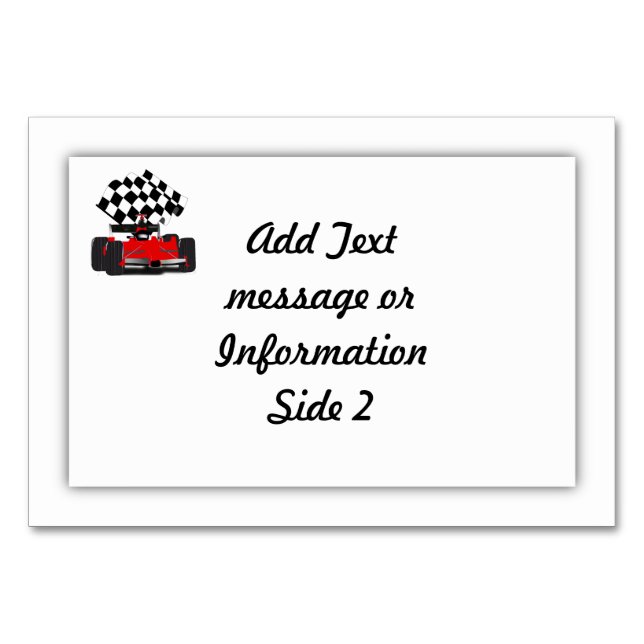 Numéro De Table Voiture Red Race avec drapeau À damiers (Dos)