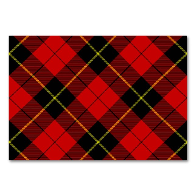 Numéro De Table Wallace tartan rouge noir plaid (Devant)