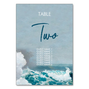 Numéro De Table Watercolor Beach Monogramme Mariage Numéro de tabl