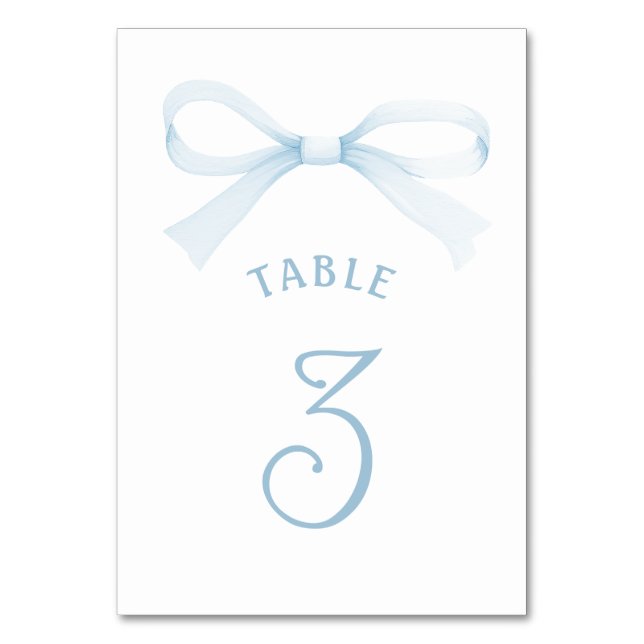 Numéro De Table Watercolor Blue Bow (Par défaut)