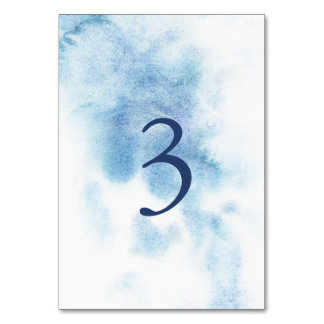 Numéro De Table Watercolor Dusty Blue Winter Wedding Table Number