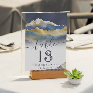 Numéro De Table Watercolor Gold Foil Mountain Mariage Numéro de ta