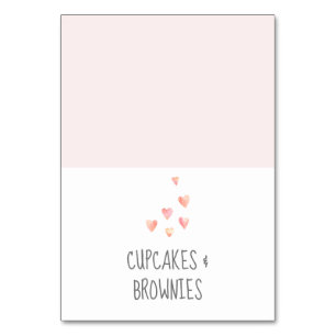 Numéro De Table Watercolor Hearts Baby shower Buffet Étiquettes al