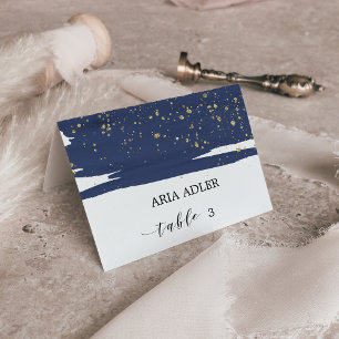 Numéro De Table Watercolor Marine & Gold Mariage Escort Place Cart