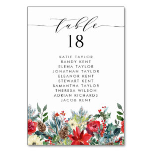 Numéro De Table Watercolor Winter Blooms Garland Mariage Siège