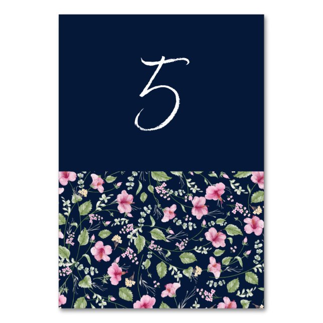 Numéro De Table Wedding shower en fleur d'Hibiscus rose bleu marin (Par défaut)