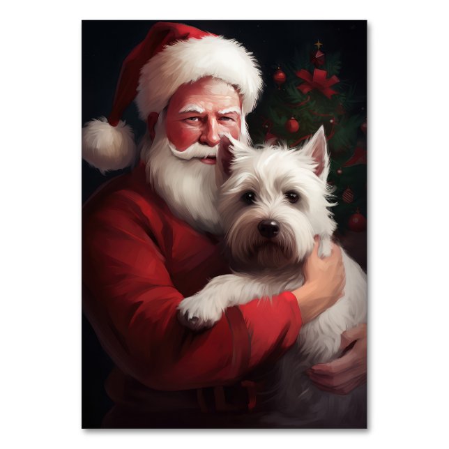 Numéro De Table West Highland White Terrier Santa Claus Noël (Par défaut)