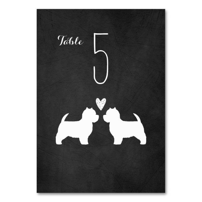 Numéro De Table West Highland White Terriers | Mariage de chiens W (Par défaut)
