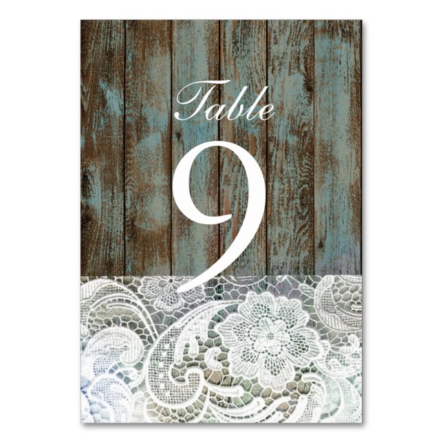 Numéro De Table western country bleu grange bois dentelle mariage (Par défaut)