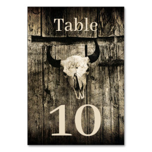 Numéro De Table Western Rustic Mariage Bull Skull Vintage
