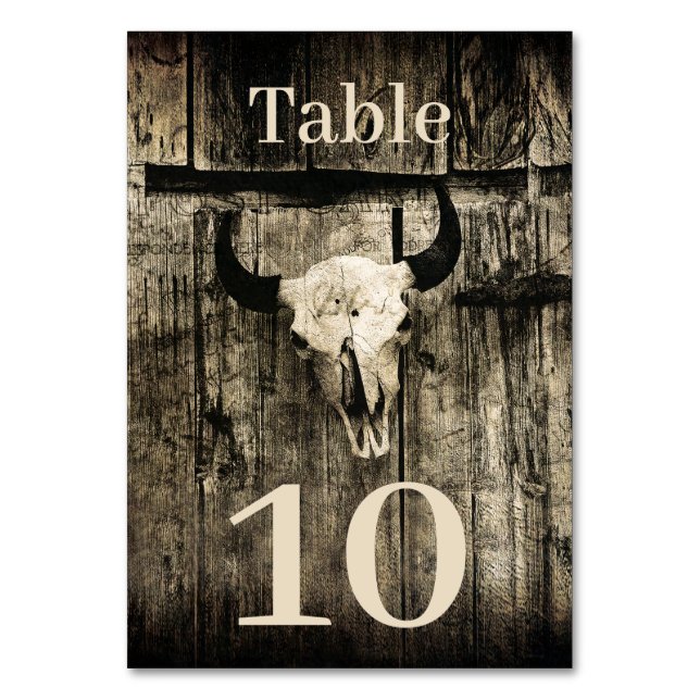 Numéro De Table Western Rustic Mariage Bull Skull Vintage (Par défaut)