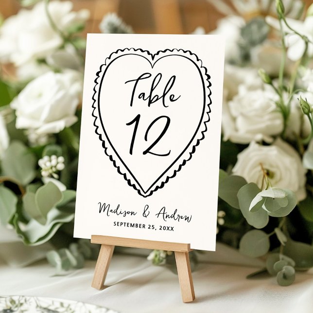 Numéro De Table Whimsical Black Heart Wedding (Créateur téléchargé)