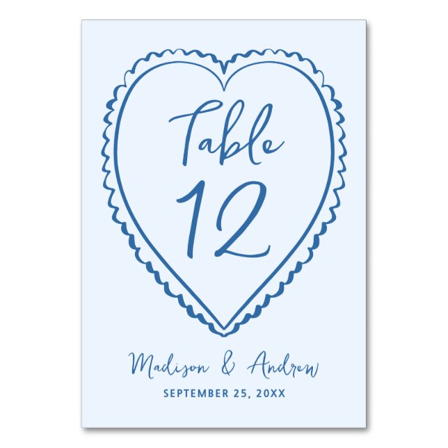 Numéro De Table Whimsical Blue Heart Wedding (Par défaut)