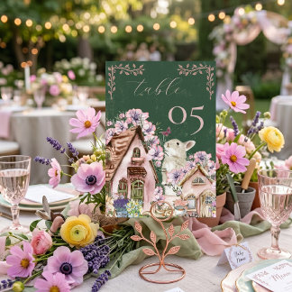 Numéro De Table Whimsical Cottagecore Bunny Floral  Garden Party