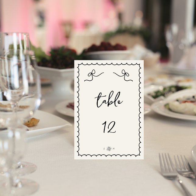 Numéro De Table Whimsical Jouer main rétro tiré Mariage français (Créateur téléchargé)