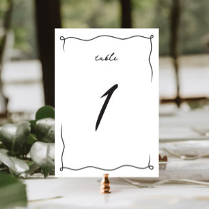 Numéro De Table Whimsical Quirky minimaliste main tiré Mariage