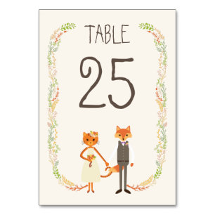 Numéro De Table Whimsland Woodland Cat & Fox Information du Mariag