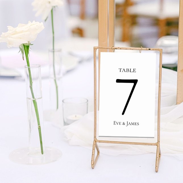Numéro De Table White Elegant Font Modern Formal Wedding (Créateur téléchargé)