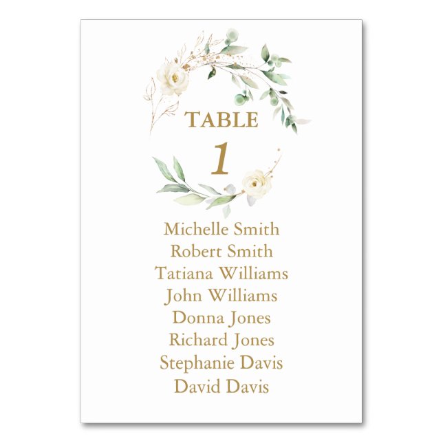 Numéro De Table  White Floral Greenery Baptism Seating Chart   (Par défaut)