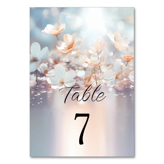 Numéro De Table White Peach Floral Table Number (Dos)