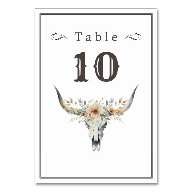 Numéro De Table Wild West mariage longhorn (Dos)