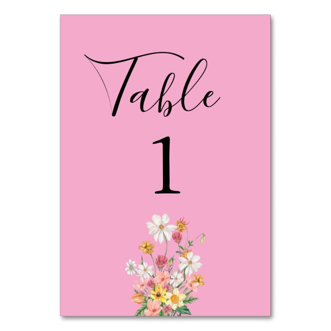 Numéro De Table Wildflowers Pink Birthday (Par défaut)