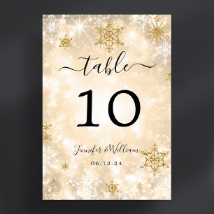 Numéro De Table Winter Wonder Xmas Holiday Mariage Gold