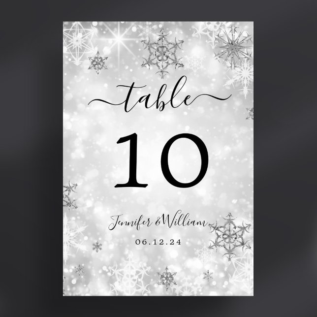Numéro De Table Winter Wonder Xmas Mariage de vacances Silver (Winter Wonder Xmas Holiday Wedding Silver Table Number)