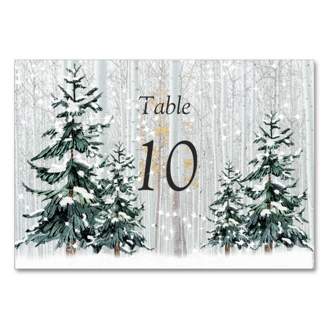 Numéro De Table Winter Wonderland Mariage Stars Pine Trees Table (Devant)