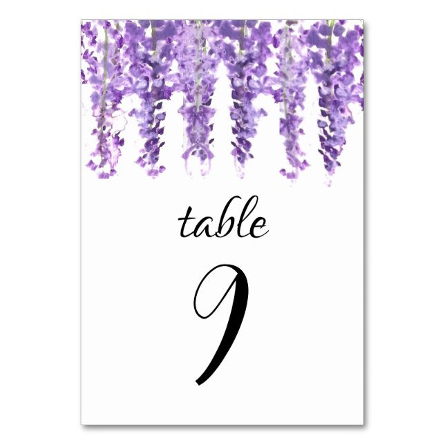 Numéro De Table Wisteria Floral Purple Elegant Flowers Mariage (Par défaut)