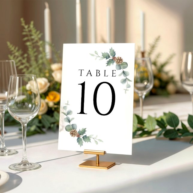 Numéro De Table Wreath de mariage d'hiver avec branches de sapins  (Créateur téléchargé)